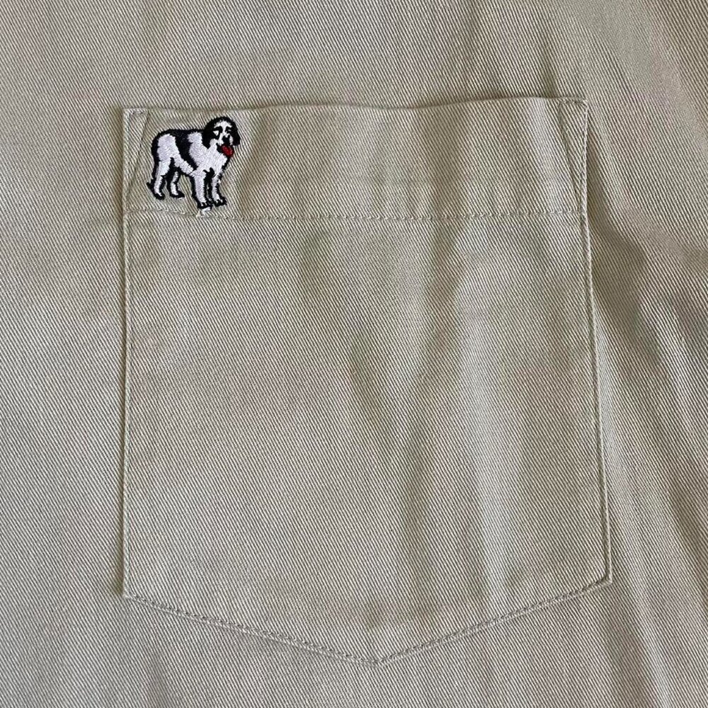 Vintage Big Dogs Polo Collar Shirt Khaki Beige 90s Retro Grandpacore - Picture 6 of 6